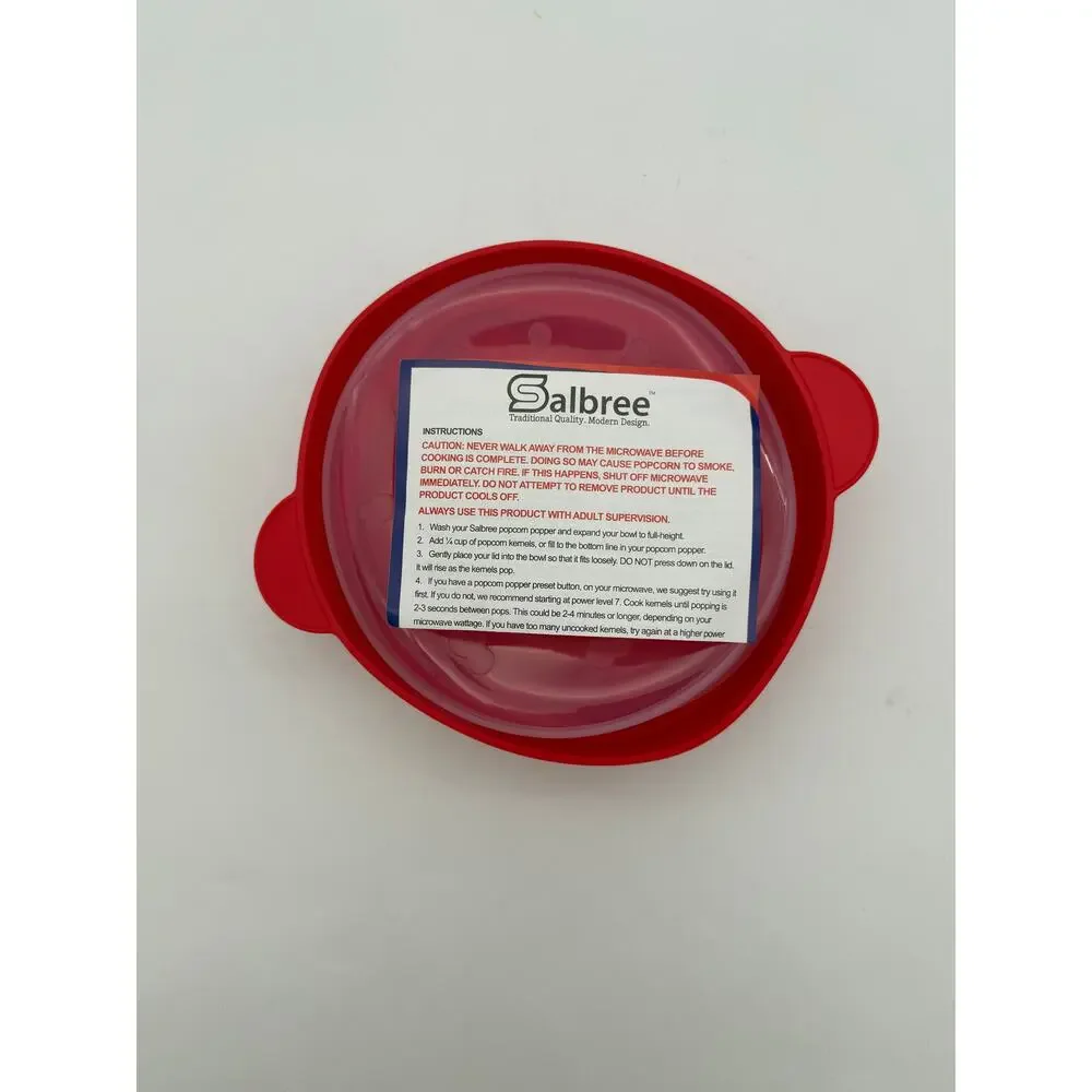 The Original Salbree Microwave Popcorn Popper Silicone Collapsible Bowl Red New